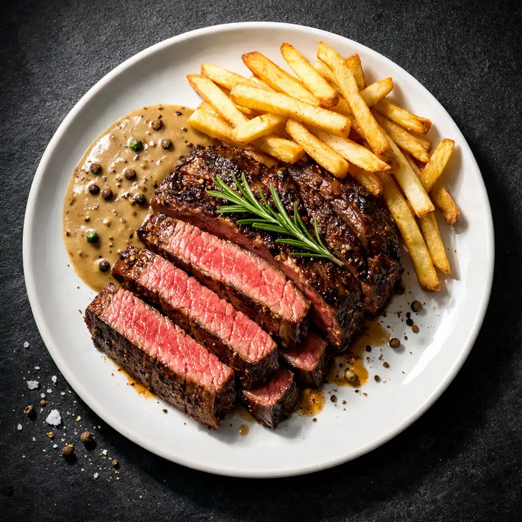 Grilovaný steak z hovězí svíčkové s pepřovou omáčkou